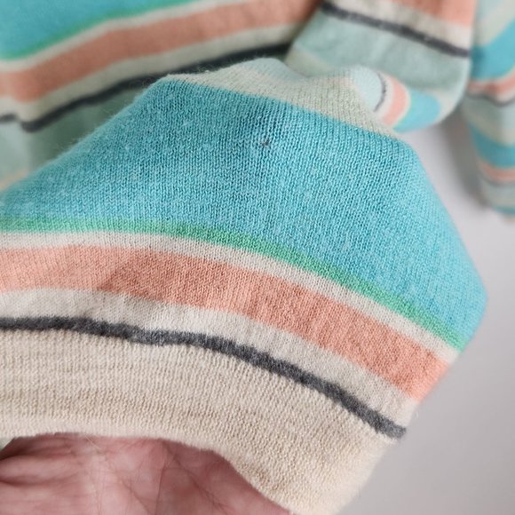 Theory 100% Cashmere Colorful Striped V-Neck Sweater sz M Flawed - Picture 7 of 8